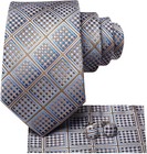 Mens Paisley Floral Silk Tie For Men Striped Necktie And Pocket Square Cufflinks