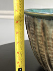 Vtg Rare Mccarty Pottery Large Bowl Cotton Rows Jade  Nutmeg  Blue Bowl Handmade