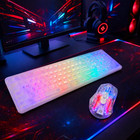 Rgb Wired Gaming Keyboard And Mouse Combo  White Transparent Set For Pc Gamers