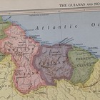 Antique 1951 Multicolor Map Of Guianas   Northern Brazil 14   x11   