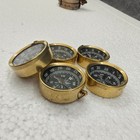 Set Of  5 Antique Finish Brass Pocket Compass Necklace Pendant Charm Old Style