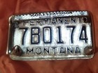 Vintage Montana Motorcycle License Plate Harley Davidson Frame W  Spiked Bolts
