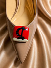 Vintage Women Red Black Sailboat Shoe Clips Pair Nautical Statement