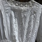 Antique Edwardian Victorian White Cotton Embroidered Lace Tea Dress Gown