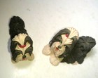 Vintage Cecile Bairde Clay Shihtzu Duo  - Rare Signed   Stamped