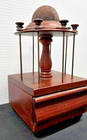 Antique 1800 s Sewing Caddy Mahogony W  Rare Unusual Sleigh Drawer 8 Spindles