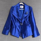 Sapphire Collection Lilly Taylor Suit 14 Blue Satin Blazer Skirt Mother Cocktail