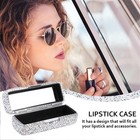 Lipstick Case Gold Holder White Black Rhinestone Tone Clear Rhinestones Paved