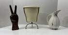 Atomic Mid Century Fiberglass Mini Planter W  Tripod Ball Feet Stand Vintage