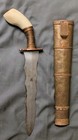 Vintage Moro Kris Dagger Knife Short Sword - Brass Scabbard   Carvedbone Hilt