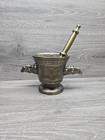 Vintage Large Ornate Heavy Bronze Over Pewter Pestle Mortar Rx Pharmacy