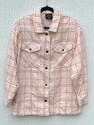 Hfx Plaid Shacket Jacket Women   s Medium Pink Cream Button Front Overshirt