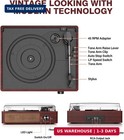 Vintage Vinyl Record Player With 2 Speakers  Bluetooth  3-speed Turntable  Aux 