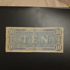 Confederate States Of America  10 Confederate Currency Ten Dollar Note