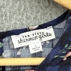 Ten Sixty Sherman Girls L Navy Plaid Floral Fit Flare Dress V-neck Short Sleeve
