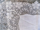 Antique Early 1900s Belgium Lace Floral   White Linen Handkerchief