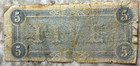 1864  5 Dollars Confederate States America Richmond Civil War Note