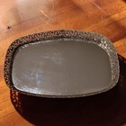 Vintage Brass Filigree Mirror Vanity Tray Antique Makeup Ormolu Perfume Dresser