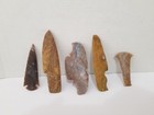 Hatchet Ulu Arrowhead Flint Spearhead Spear Point Knife Blade Display Lot Of 5