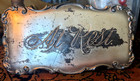 Vintage Antique  at Rest  Etched Metal Casket Coffin Ornate Plaque  a3 