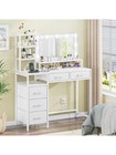 Hot Sale Vanity Desk With Mirror And Lights  Makeup Vanity With 5 Fabric Drawers