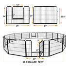 24  Heavy Duty Metal Dog Cat Exercise Fence Playpen Kennel 16 Panel Safe For Pet