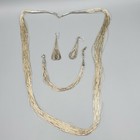 Set Liquid Sterling Silver Necklace 30  Bracelet 7 5    Hook Earrings 54 1g