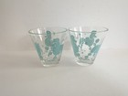  2  Vintage Mcm Ha Turquoise Atomic Poodles Cocktail Shot Glasses Mid Century