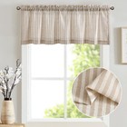 1 Panel Cafe Curtain Striped Print Linen Textured Valance Rod Pocket For Kitchen