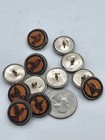 Rare Antique Vintage Clothes Med Sew On Buttons 925 Sterling Silver Bird Image