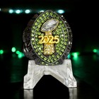 Premium 2025 Fantasy Football Championship Ring Gunmetal Black Green Stones Sz10
