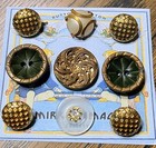 Lot Of 9 Gold In Color Metal Vintage Buttons