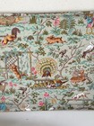 15 I French C1860 Rare Antique Wallpaper Fragment 1800s Peacocks Fox Deer Birds