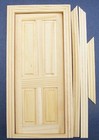 Single Wooden 4 Panel Door   2 Brass Knobs Tumdee 1 12 Scale Dolls House Diy 049