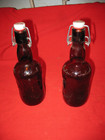 Vintage Grolsch Beer Bottles Glass Embossed Amber Brown Porcelain Swing Top 2