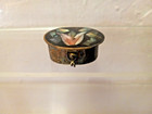 Vintage Alpaca Silver Pill Trinket Box Abalone Flower Design Top Hinged Mexico