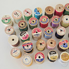 Lot Of 47 Vintage Wooden Large Spools Of Thread Assorted Brands