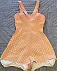 Vintage 1950s Rose Marie Reid Swimsuit Coral Pink orange Checkered Button Halter