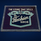 Antique Art Deco Florsheim Shoe Store Advertising Reverse Painted Glass Sign