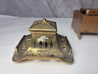 Four Vintage antique Brass metal Inkwells With Hinged Lids    Si-89