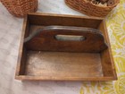 Antique Primitive Wood Container tray 13 5  X 10  X 3 