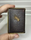 Antique Mondaine Compact Brown Leather   Needle Point Flower 1920   s - 30   s