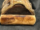Vintage Camel Bone And Brass Hinged Trinket Box Purple Felt Lining Made In India