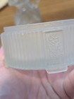 Nice Vintage Art Deco Ribbed Floral Glass Vanity Powder Jar Trinket Dish No Lid