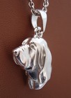 Large Sterling Silver Bloodhound Head Study Pendant