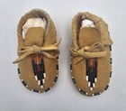 Vintage Native American Beaded Baby Leather Moccasins Approx 4 Inch Handmade