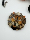 Lee Sands Coral Onyx Inlay Lion Face Pendant Beaded Necklace And Earring Set