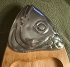 Vintage Wood And Metal Fish Shaped Serving Platter Or Cutting Board