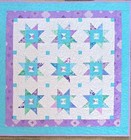 New Baby Girl Handmade Quilt Shower Gift Aqua Purple Stars
