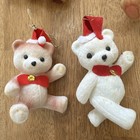 Vintage Lot Of 14 Flocked Teddy Bear Christmas Ornaments